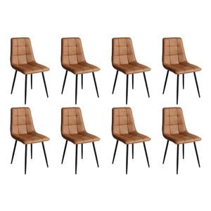 Levede 8Pcs Replica Eames dining Chair PU Leather Seat - Brown