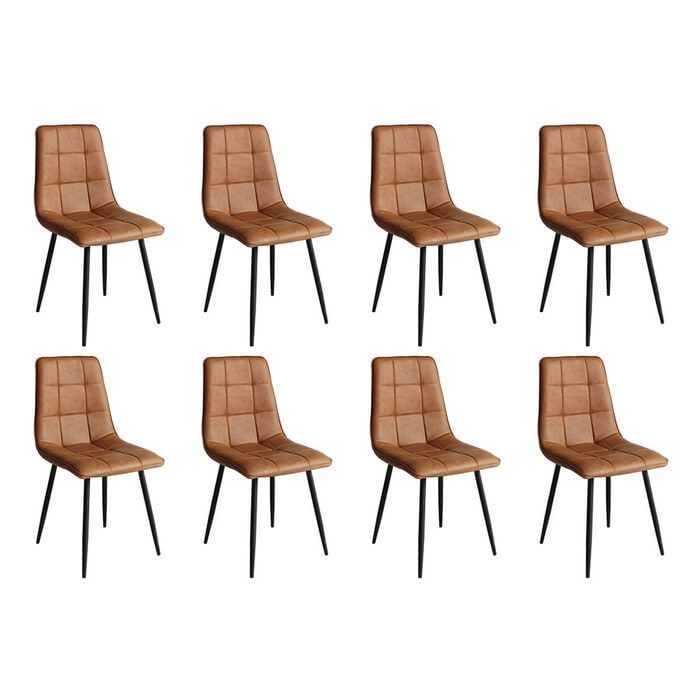 Levede 8Pcs Replica Eames dining Chair PU Leather Seat - Brown