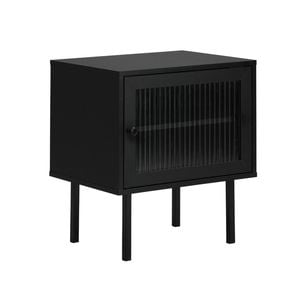 Oikiture Bedside Table Wood Black