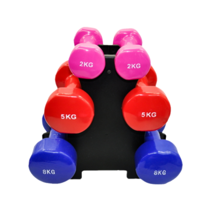 3 Pairs PVC Dumbbell Set - 2kg + 5kg + 8kg