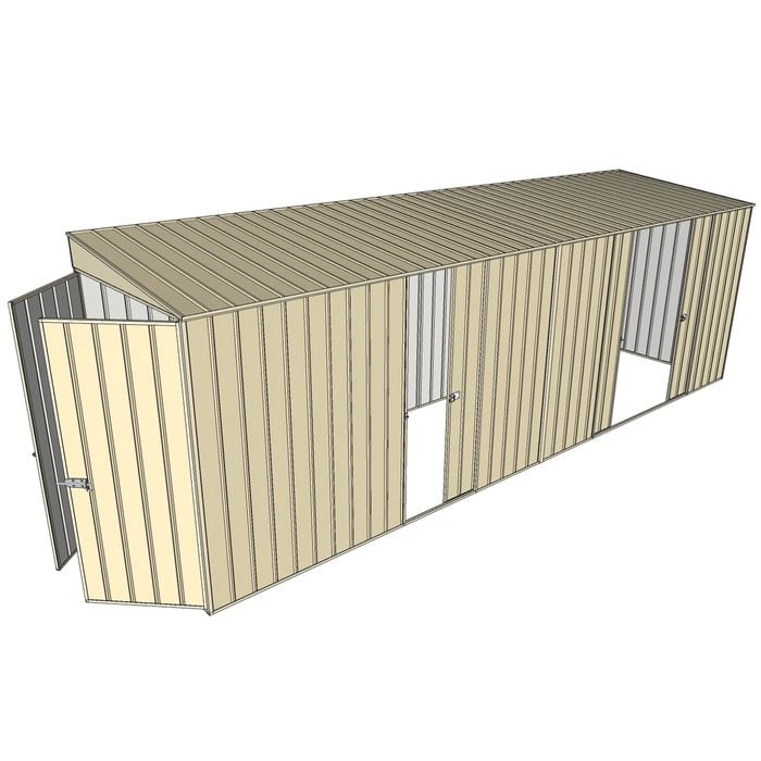 Build-a-Shed 1.5 x 6 x 2m Single and Double Sliding Side Door Skillion Shed - Cream