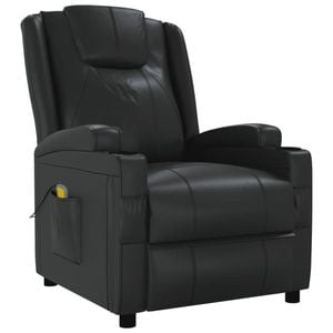 vidaXL Massage Chair Single Sofa Reclining Armchair Office Black Faux Leather