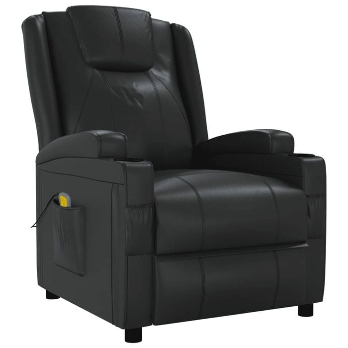 vidaXL Massage Chair Single Sofa Reclining Armchair Office Black Faux Leather
