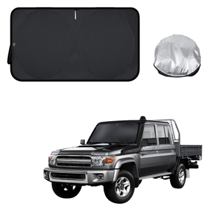 Front Windscreen Sun Shade for Toyota LandCruiser 79 Series Double Cab 2012 - Current - Standard 150 x 85 cm - Black