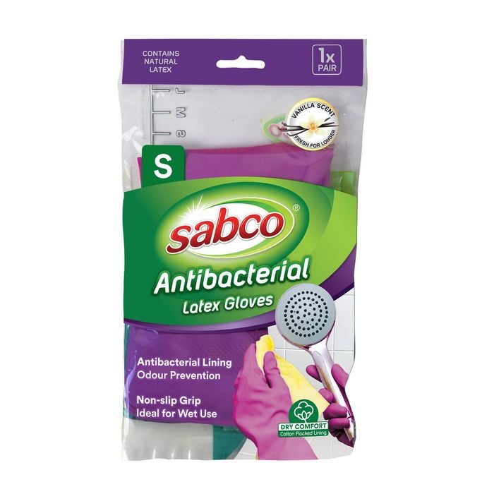 Sabco Antibacterial Latex Gloves - 1 Pair - Small
