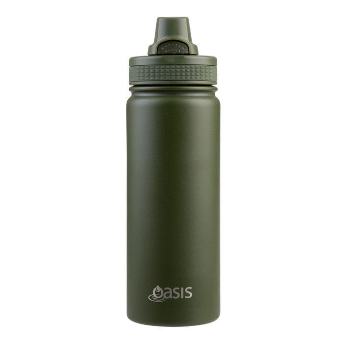 Oasis Challenger Stainless Steel Quick Release Drink Bottle 1.1L - Forest Green