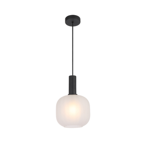 Telbix Aosta Contemporary Pendant Hanging Lamp Light Metal Glass Black Frost Matte Frosted