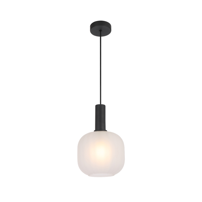 Telbix Aosta Contemporary Pendant Hanging Lamp Light Metal Glass Black Frost Matte Frosted