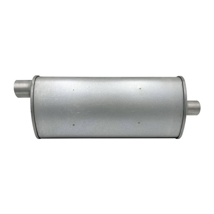 GASO Oval Muffler, 2" In/Out, Offset/Centre, 8" x 4" x 18" Triple Flow Glass Packed
