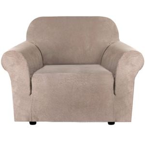 Smarcute 1 Seater Stretch Suede Soft Luxurious Fabric Sofa Cover Sand