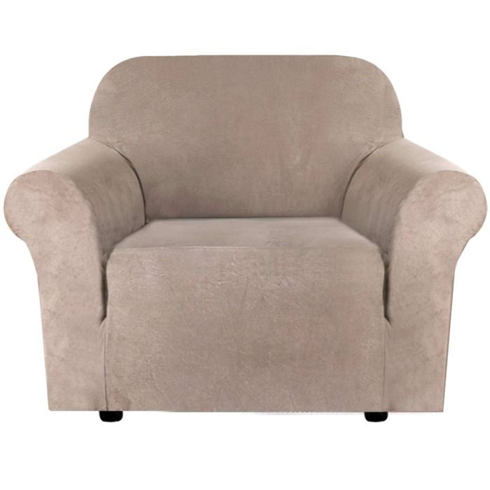 Smarcute 1 Seater Stretch Suede Soft Luxurious Fabric Sofa Cover Sand