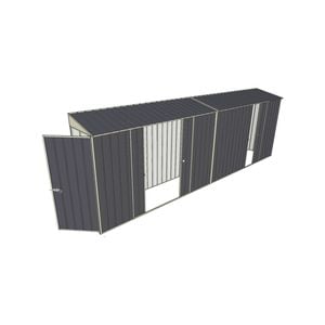 Build-a-Shed 0.8 x 6 x 2m Single Hinged Door Skillion Shed with Double and Single Sliding Side Doors - Grey