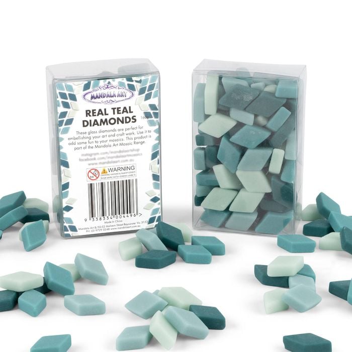 Mandala Art Real Teal Diamond Mosaic Tiles