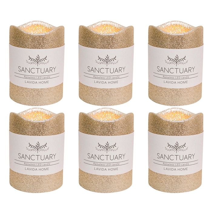 6PK LVD Flameless Candle Small Champagne Decorative Home/Lounge Decor