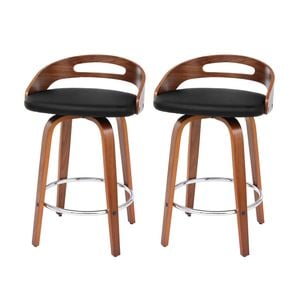 2x Artiss Bar Stools Swivel Dining Chairs Low Back