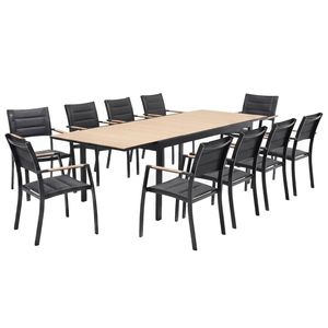 FurnitureOkay Tenerife-Parilla 11-Piece Aluminium Outdoor Extendable Dining Setting