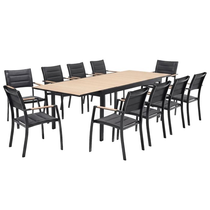 FurnitureOkay Tenerife-Parilla 11-Piece Aluminium Outdoor Extendable Dining Setting