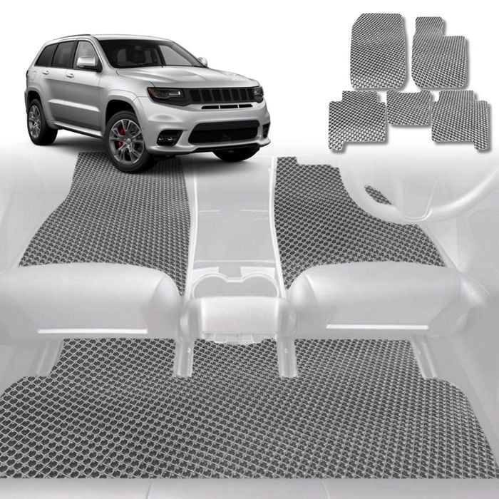 6D Diamond Car Floor Mats for Jeep Grand Cherokee 2011-2021-Full Set-Grey-Outback GT