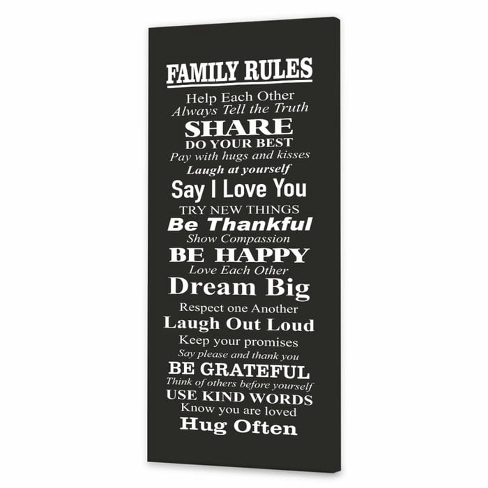 Family Rules | 30 x 90cm Stretched Canvas Print