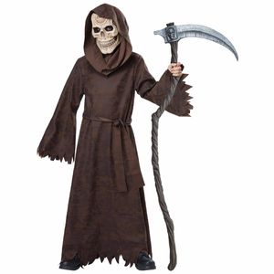 Ancient Grim Reaper Skull Skeleton Ghoul Robe Horror Halloween Boys Costume L