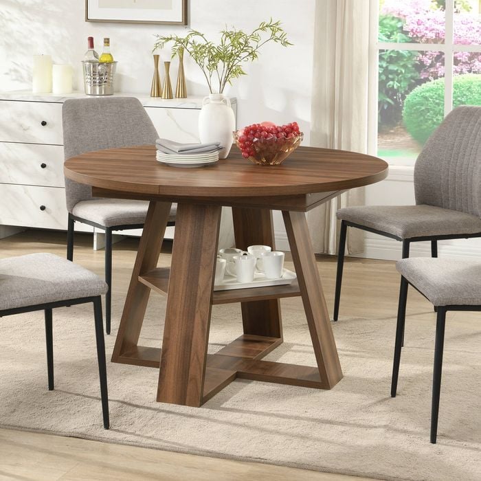 Homfurn 110-150cm Extendable Round Dining Table For 4-8, Modern Kitchen Oval Dining Table With Removable Leaves