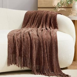 Gioia Casa Chenille Knitted Throw 130x170cm Brown