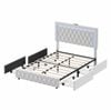 Ufurniture Led Bed Frame Double Size With 4 Storage Drawers And Charging Velvet Button Tufted