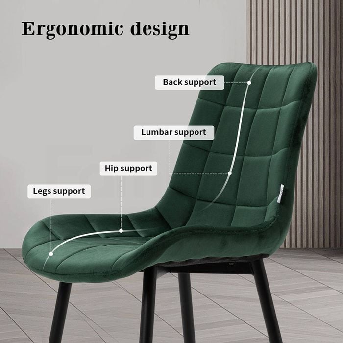 Familand Dining Chairs Set of Padded Seat Kitchen Living Room Chair  Velvet in Green