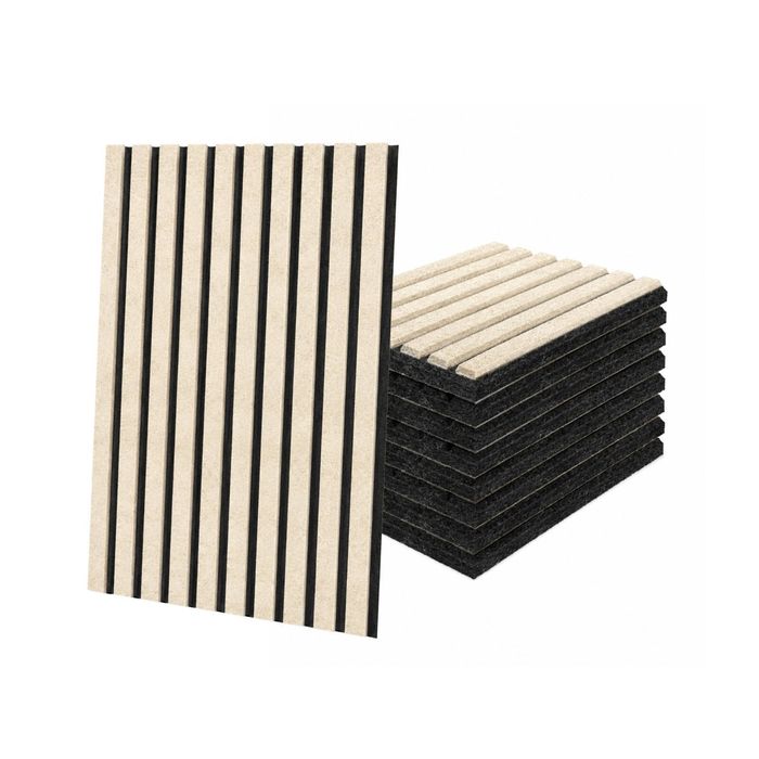 BOOC [12PK] Acoustic Wall Panels Peel & Stick Beige Panels - 30x40x1cm
