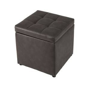 Costway Cube Storage Ottoman Pouf Box Seat Pu Leather Footstool