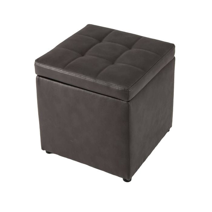 Costway Cube Storage Ottoman Pouf Box Seat Pu Leather Footstool