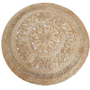 Tribal Round Jute Rug - 1079 - Natural - 120x120cm