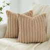 Gioia Casa Faux Fur Cushion Covers - Natural, 45cm x 45cm (Pack of 2)