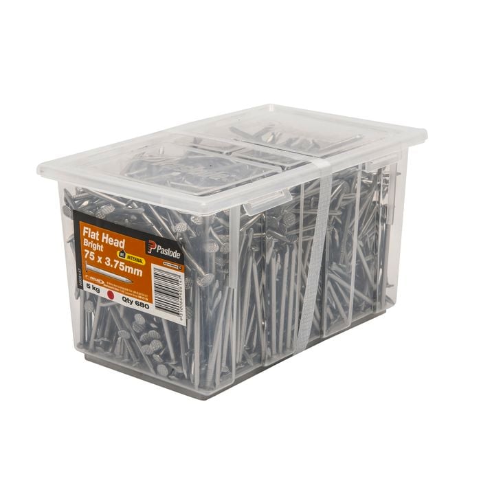 Paslode 75 x 3.75mm 5kg Bright Steel Flat Head Nails - 680 Pack