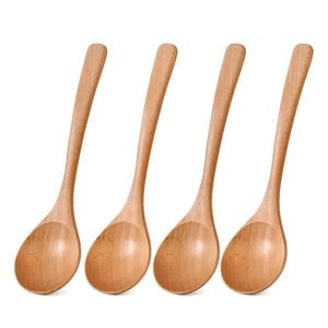 Anygleam Natural Wood 4pcs Wooden Spoon Beech Kitchen Tableware