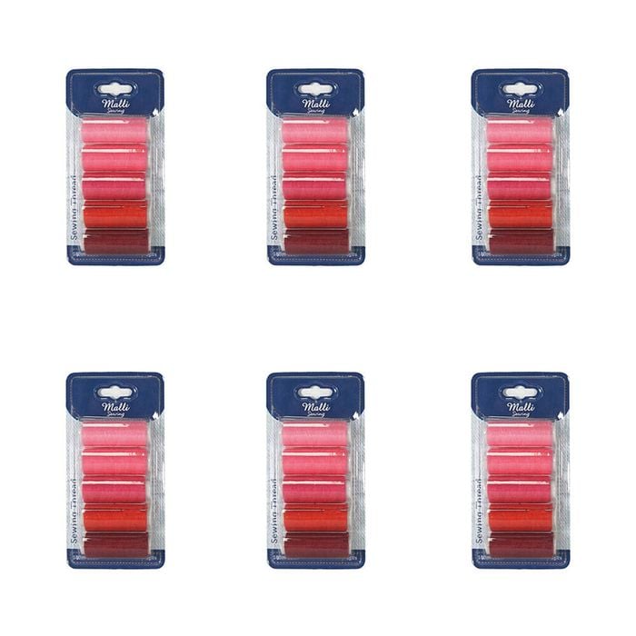 6x 5pc Malli Pink Shades 180m Plastic Spool Sewing Diy Garment Thread