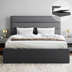 Benny Double Charcoal Storage Gas Lift Bed Frame