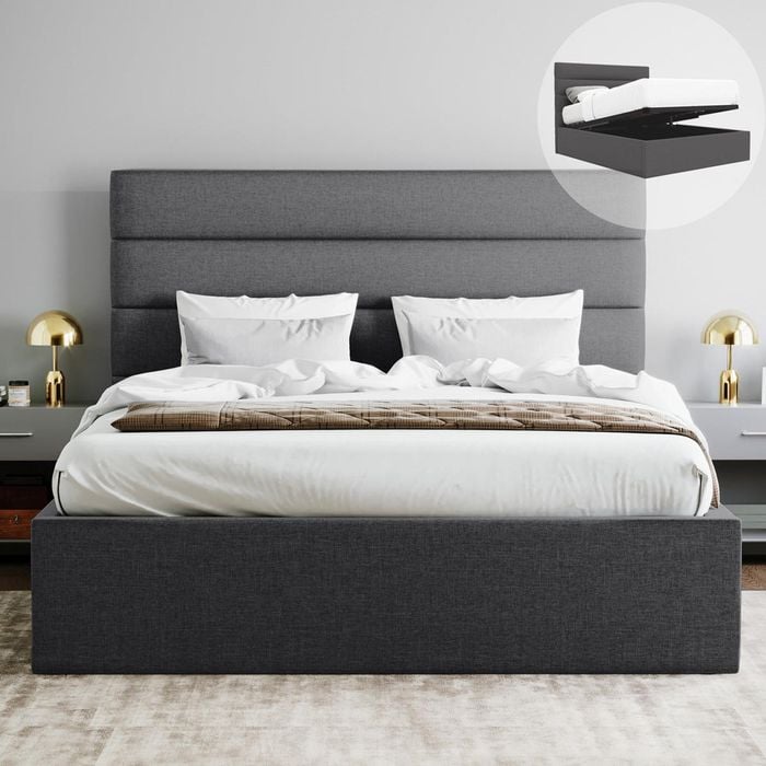 Benny Double Charcoal Storage Gas Lift Bed Frame