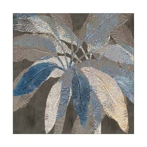 Artey | Golden Blue Palms II - Stretched Canvas - Stretched Canvas - 100 x 100cm