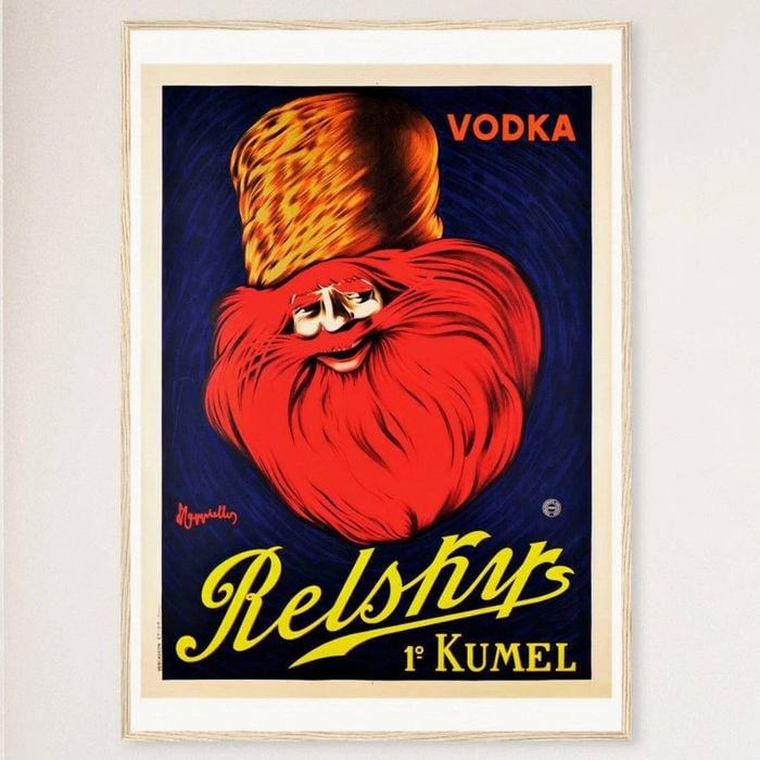 Galrie Authentic Vodka Relshirs Kumel Vintage Advertising Poster for Home Decor, Wood Frame, 50 x 70cm (20 x 28inch)