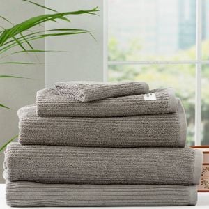 5pc Renee Taylor Cobblestone 650gsm Cotton Ribbed Towel Platinum