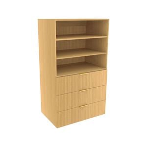 Lugna 1536 x 900 x 580mm Sand 2 Adjustable Shelf  3 Drawer Storage Cabinet
