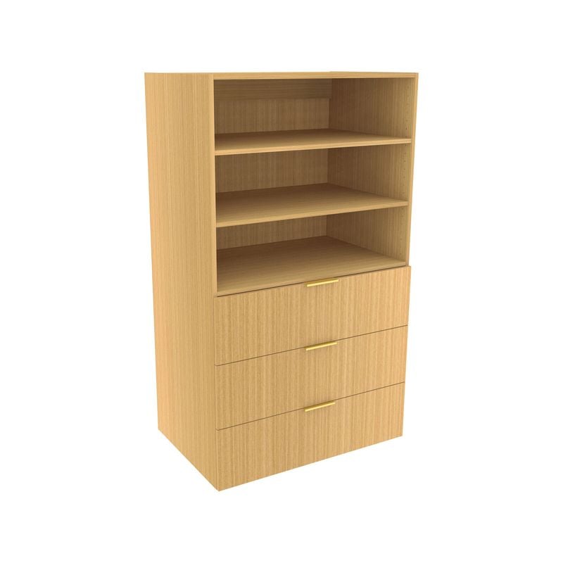 Lugna 1536 x 900 x 580mm Sand 2 Adjustable Shelf  3 Drawer Storage Cabinet