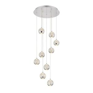 Telbix Segovia Modern Pendant Hanging Lamp Light Glass Stainless Steel Zinc Alloy Metal Chrome Clear Gloss