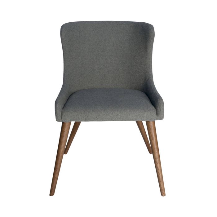 SK Designer Living | Osaka Upholstered Dining Chair | Walnut Wood Legs - Grey Fabric