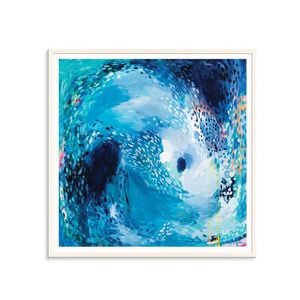 Artist Lane "The Moon Pulls the Tide " by Amira Rahim - 75x75cm White Framed Print