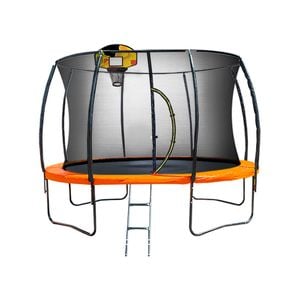 Kahuna 14ft Trampoline Free Safety Net Spring Pad Mat With Basketball - Orange/blue