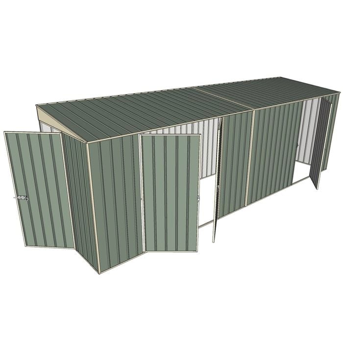 Build-a-Shed 1.5 x 6 x 2m Skillion Double and Single Hinged Side Doors Shed - Green