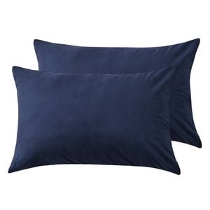 LINENOVA 2PCS 100% Cotton Pillow Cases Slip Cover Pillowcase - Navy King