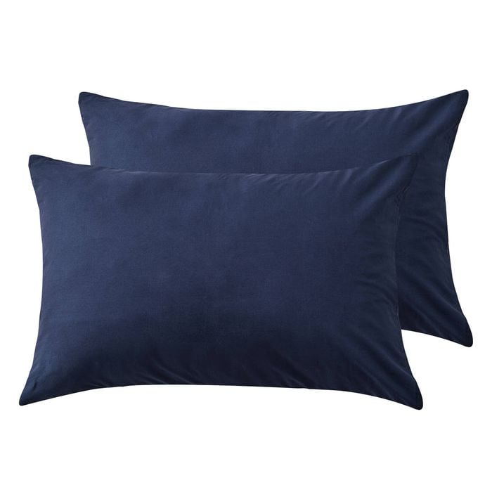 LINENOVA 2PCS 100% Cotton Pillow Cases Slip Cover Pillowcase - Navy King